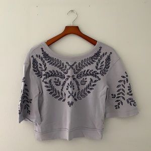Free People cropped embroidered sweatshirt